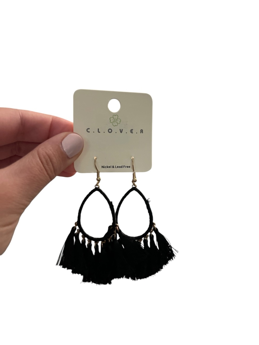 Clover Bundle of 3 Tassel Earrings- Black, Red, Gray - New - Picture 2 of 4